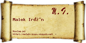 Malek Irén névjegykártya